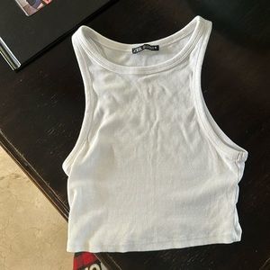 Zara white, cotton crop top
